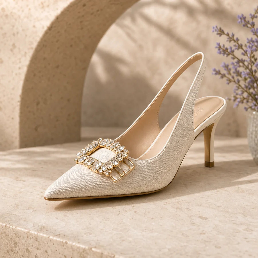 Elegant cream slingback women’s shoe